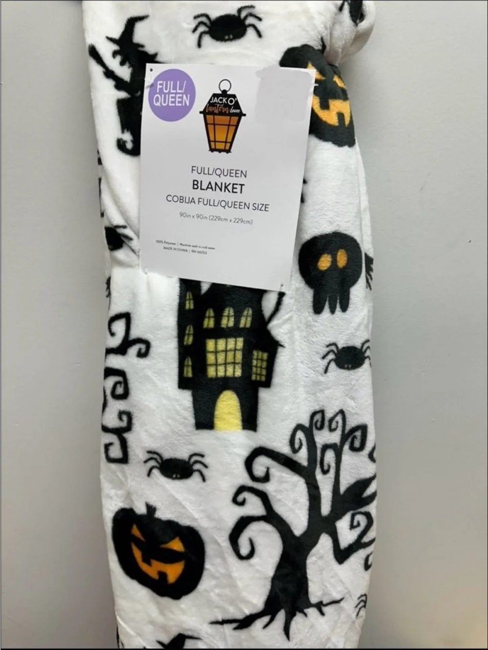Halloween Kids Costume Blanket - White & Black Pumpkin House Design